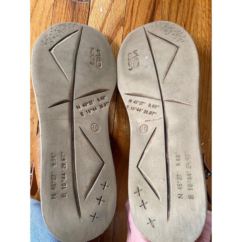 AS 98 Hera Sandals Tan Leather Studded Gladiator Size 40/ US 9 - Picture 7 of 7